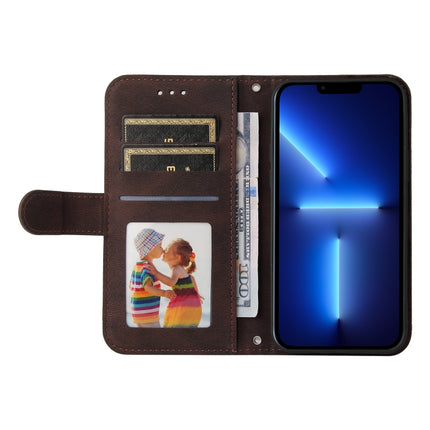 Skin Feel Life Tree Metal Button Horizontal Flip Leather Case with Holder & Card Slot & Wallet & Photo Frame & Strap For iPhone 13 Pro(Brown)-garmade.com