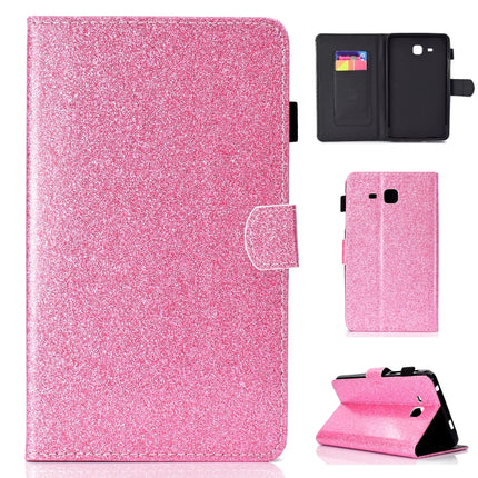 For Galaxy Tab A 7.0 (2016) T280 Varnish Glitter Powder Horizontal Flip Leather Case with Holder & Card Slot(Pink)-garmade.com