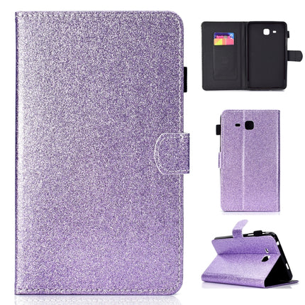 For Galaxy Tab A 7.0 (2016) T280 Varnish Glitter Powder Horizontal Flip Leather Case with Holder & Card Slot(Purple)-garmade.com