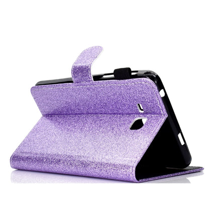 For Galaxy Tab A 7.0 (2016) T280 Varnish Glitter Powder Horizontal Flip Leather Case with Holder & Card Slot(Purple)-garmade.com