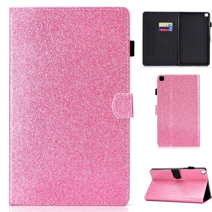 For Galaxy Tab A 8.0 (2019) T290 Varnish Glitter Powder Horizontal Flip Leather Case with Holder & Card Slot(Pink)-garmade.com