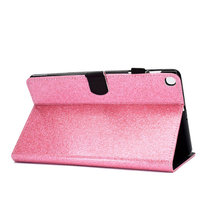 For Galaxy Tab A 10.1 (2019) T510 Varnish Glitter Powder Horizontal Flip Leather Case with Holder & Card Slot(Pink)-garmade.com