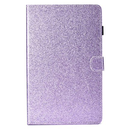 For Galaxy Tab A 10.5 T590 Varnish Glitter Powder Horizontal Flip Leather Case with Holder & Card Slot(Purple)-garmade.com