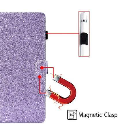For Galaxy Tab A 10.5 T590 Varnish Glitter Powder Horizontal Flip Leather Case with Holder & Card Slot(Purple)-garmade.com