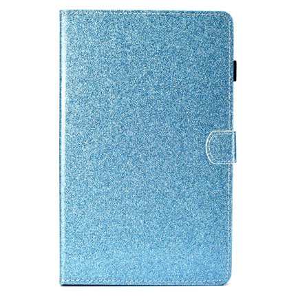 For Galaxy Tab A 10.5 T590 Varnish Glitter Powder Horizontal Flip Leather Case with Holder & Card Slot(Blue)-garmade.com