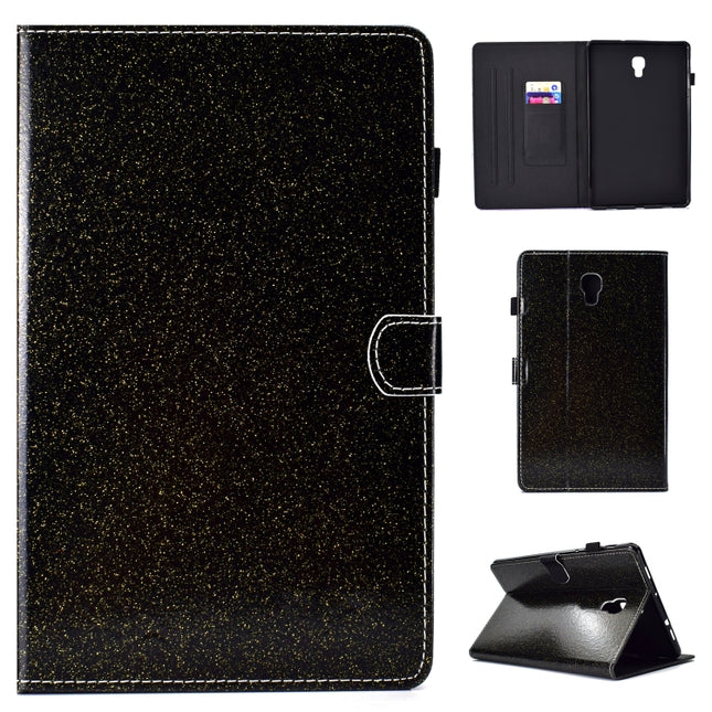 For Galaxy Tab A 10.5 T590 Varnish Glitter Powder Horizontal Flip Leather Case with Holder & Card Slot(Black)-garmade.com