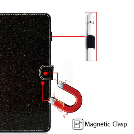 For Galaxy Tab A 10.5 T590 Varnish Glitter Powder Horizontal Flip Leather Case with Holder & Card Slot(Black)-garmade.com