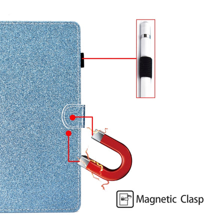 For Galaxy Tab S4 10.5 T830 Varnish Glitter Powder Horizontal Flip Leather Case with Holder & Card Slot(Blue)-garmade.com