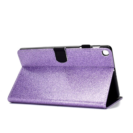 For Galaxy Tab S5e T720 Varnish Glitter Powder Horizontal Flip Leather Case with Holder & Card Slot(Purple)-garmade.com