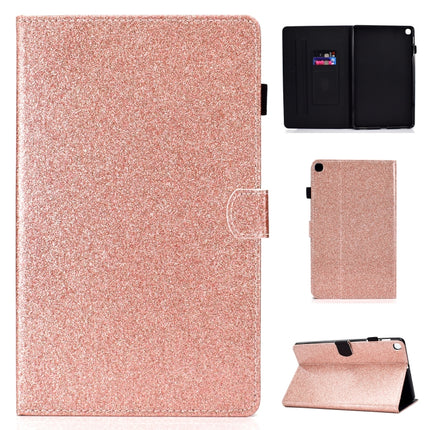 For Galaxy Tab S5e T720 Varnish Glitter Powder Horizontal Flip Leather Case with Holder & Card Slot(Rose Gold)-garmade.com