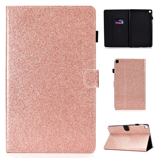 For Galaxy Tab S5e T720 Varnish Glitter Powder Horizontal Flip Leather Case with Holder & Card Slot(Rose Gold)-garmade.com