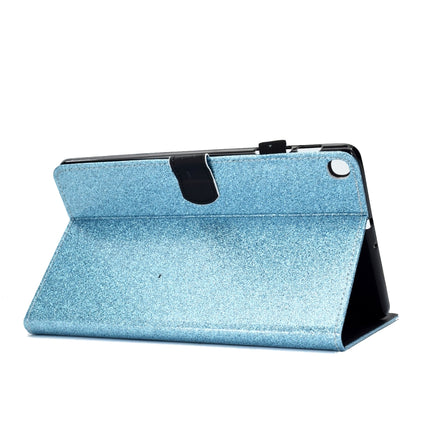 For Galaxy Tab S5e T720 Varnish Glitter Powder Horizontal Flip Leather Case with Holder & Card Slot(Blue)-garmade.com