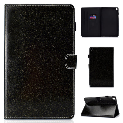 For Galaxy Tab S5e T720 Varnish Glitter Powder Horizontal Flip Leather Case with Holder & Card Slot(Black)-garmade.com