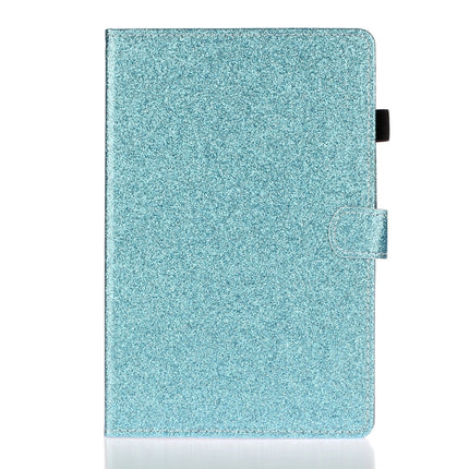 For Galaxy Tab S6 T860 Varnish Glitter Powder Horizontal Flip Leather Case with Holder & Card Slot(Blue)-garmade.com
