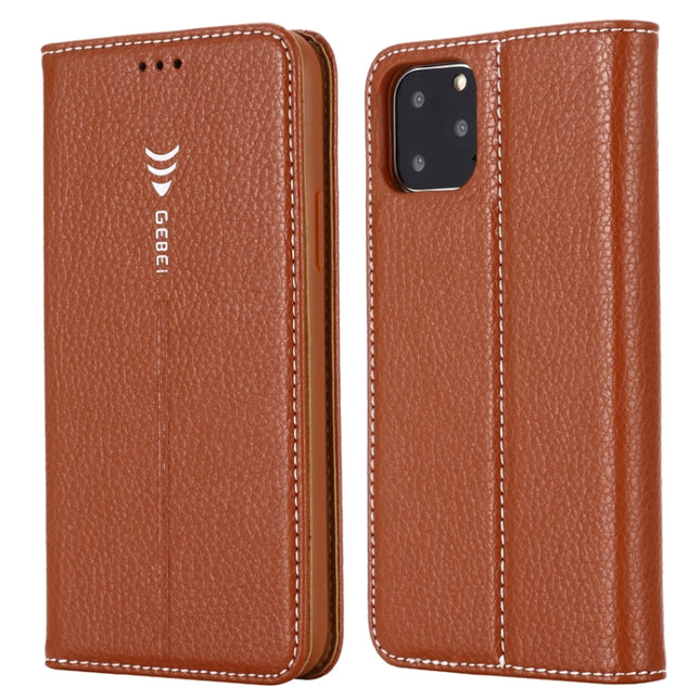For iPhone 11 Pro GEBEI PU+TPU Horizontal Flip Protective Case with Holder & Card Slots(Brown)-garmade.com