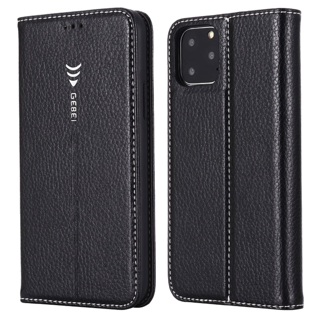 For iPhone 11 Pro Max GEBEI PU+TPU Horizontal Flip Protective Case with Holder & Card Slots(Black)-garmade.com