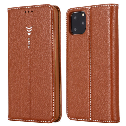 For iPhone 11 Pro Max GEBEI PU+TPU Horizontal Flip Protective Case with Holder & Card Slots(Brown)-garmade.com