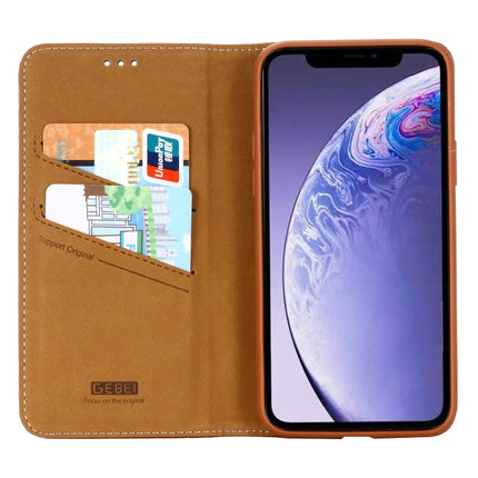 For iPhone 11 Pro Max GEBEI PU+TPU Horizontal Flip Protective Case with Holder & Card Slots(Brown)-garmade.com