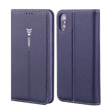 For iPhone XS / X GEBEI PU+TPU Horizontal Flip Protective Case with Holder & Card Slots(Blue)-garmade.com
