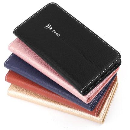 For iPhone XR GEBEI PU+TPU Horizontal Flip Protective Case with Holder & Card Slots(Rose Gold)-garmade.com