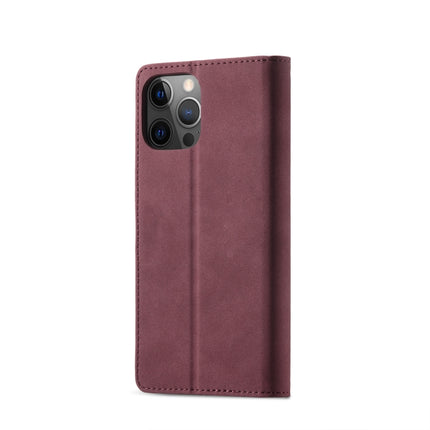Frosted Anti-theft Brush Horizontal Flip Leather Case with Holder & Card Slots & Wallet For iPhone 13 Pro(Wine Red)-garmade.com
