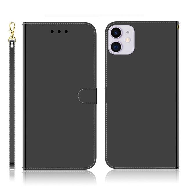 For iPhone 11 Imitated Mirror Surface Horizontal Flip Leather Case with Holder & Card Slots & Wallet & Lanyard(Black)-garmade.com