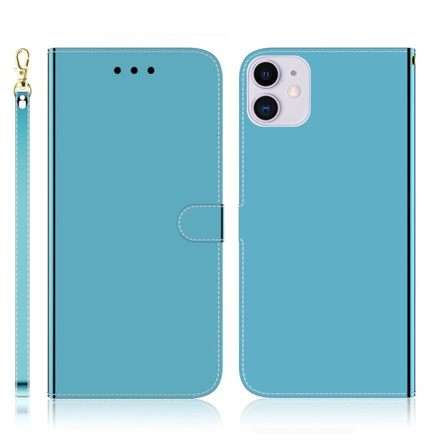 For iPhone 11 Imitated Mirror Surface Horizontal Flip Leather Case with Holder & Card Slots & Wallet & Lanyard(Blue)-garmade.com