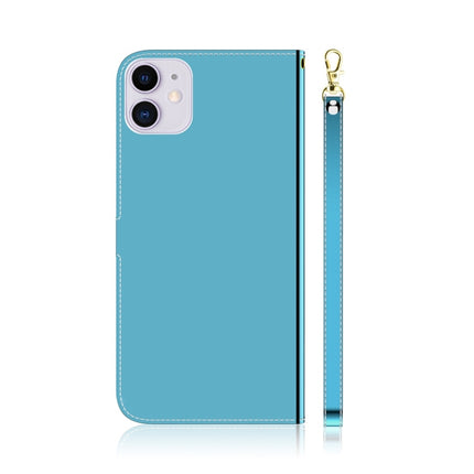 For iPhone 11 Imitated Mirror Surface Horizontal Flip Leather Case with Holder & Card Slots & Wallet & Lanyard(Blue)-garmade.com