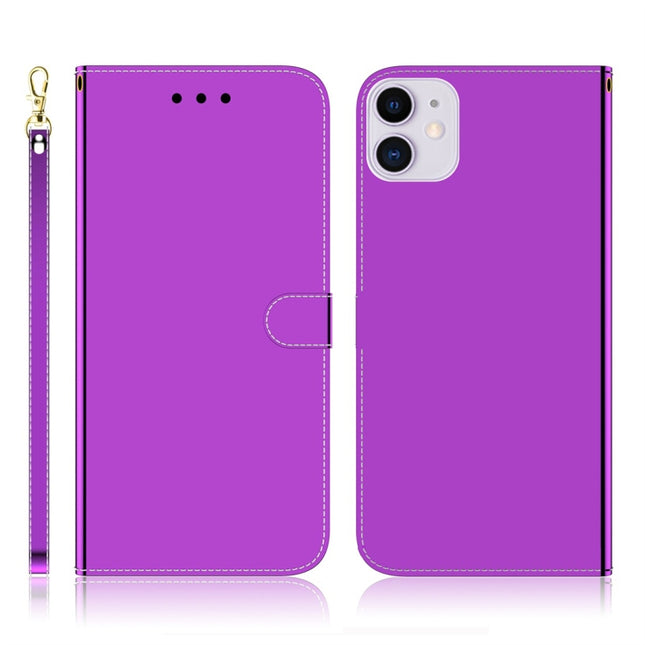 For iPhone 11 Imitated Mirror Surface Horizontal Flip Leather Case with Holder & Card Slots & Wallet & Lanyard(Purple)-garmade.com