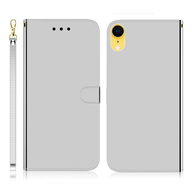 For iPhone XR Imitated Mirror Surface Horizontal Flip Leather Case with Holder & Card Slots & Wallet & Lanyard(Silver)-garmade.com