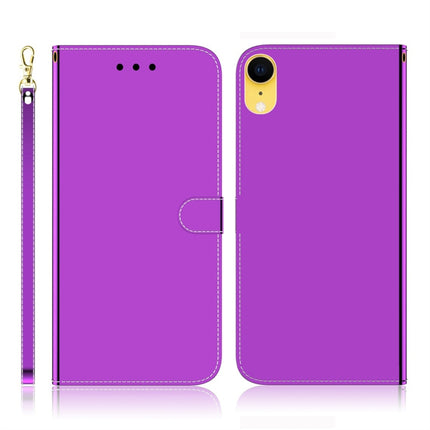For iPhone XR Imitated Mirror Surface Horizontal Flip Leather Case with Holder & Card Slots & Wallet & Lanyard(Purple)-garmade.com
