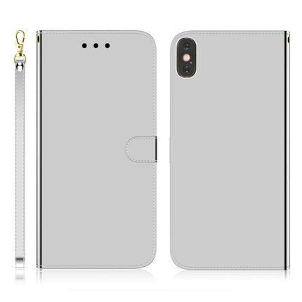 For iPhone XS Max Imitated Mirror Surface Horizontal Flip Leather Case with Holder & Card Slots & Wallet & Lanyard(Silver)-garmade.com