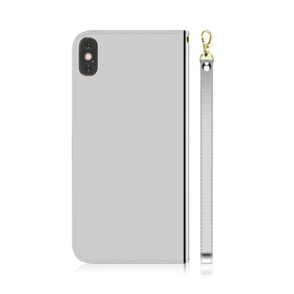 For iPhone XS Max Imitated Mirror Surface Horizontal Flip Leather Case with Holder & Card Slots & Wallet & Lanyard(Silver)-garmade.com