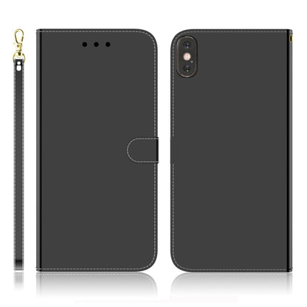 For iPhone XS Max Imitated Mirror Surface Horizontal Flip Leather Case with Holder & Card Slots & Wallet & Lanyard(Black)-garmade.com