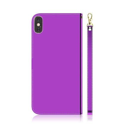 For iPhone XS Max Imitated Mirror Surface Horizontal Flip Leather Case with Holder & Card Slots & Wallet & Lanyard(Purple)-garmade.com