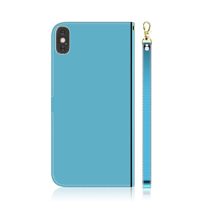 For iPhone X / XS Imitated Mirror Surface Horizontal Flip Leather Case with Holder & Card Slots & Wallet & Lanyard(Blue)-garmade.com