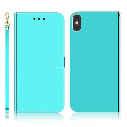For iPhone X / XS Imitated Mirror Surface Horizontal Flip Leather Case with Holder & Card Slots & Wallet & Lanyard(Mint Green)-garmade.com