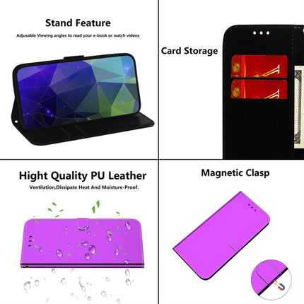 For iPhone X / XS Imitated Mirror Surface Horizontal Flip Leather Case with Holder & Card Slots & Wallet & Lanyard(Purple)-garmade.com