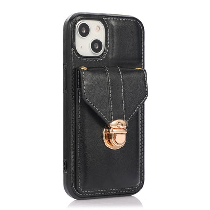 Fashion Buckle Protective Case with Holder & Card Slot & Wallet & Lanyard For iPhone 13 mini(Black)-garmade.com
