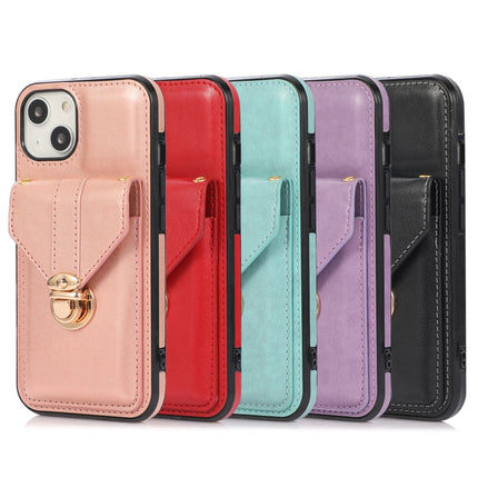 Fashion Buckle Protective Case with Holder & Card Slot & Wallet & Lanyard For iPhone 13 mini(Rose Gold)-garmade.com