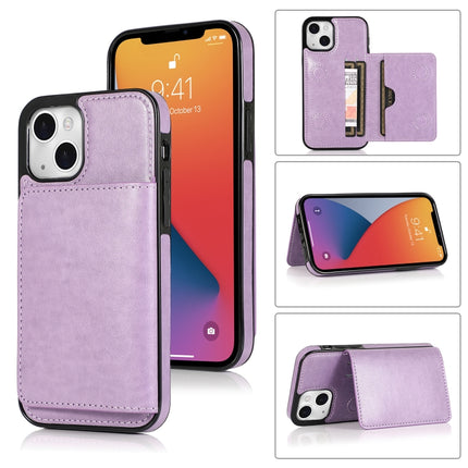 Shockproof PU + TPU Protective Case with Card Slots & Holder For iPhone 13 mini(Purple)-garmade.com