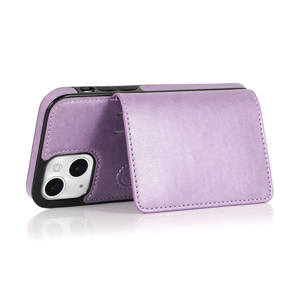 Shockproof PU + TPU Protective Case with Card Slots & Holder For iPhone 13 mini(Purple)-garmade.com