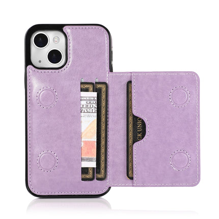 Shockproof PU + TPU Protective Case with Card Slots & Holder For iPhone 13 mini(Purple)-garmade.com