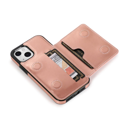 Shockproof PU + TPU Protective Case with Card Slots & Holder For iPhone 13 mini(Rose Gold)-garmade.com