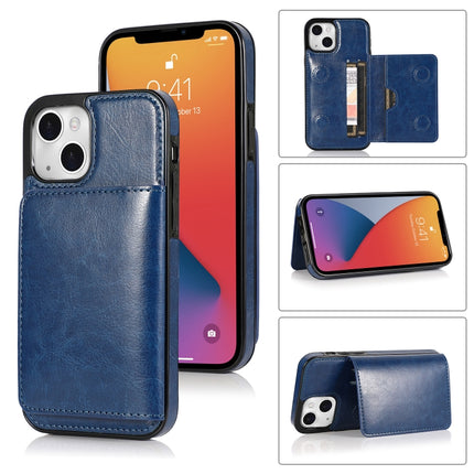Shockproof PU + TPU Protective Case with Card Slots & Holder For iPhone 13 mini(Blue)-garmade.com