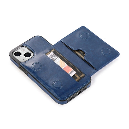 Shockproof PU + TPU Protective Case with Card Slots & Holder For iPhone 13 mini(Blue)-garmade.com