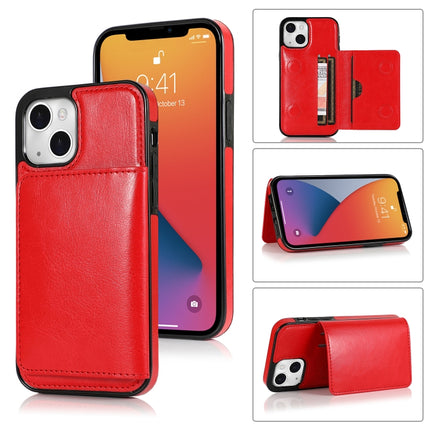 Shockproof PU + TPU Protective Case with Card Slots & Holder For iPhone 13 mini(Red)-garmade.com