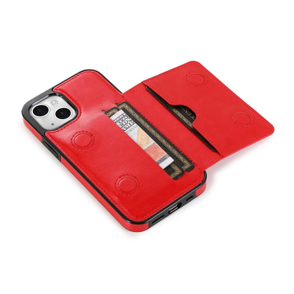 Shockproof PU + TPU Protective Case with Card Slots & Holder For iPhone 13 mini(Red)-garmade.com