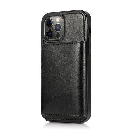 Shockproof PU + TPU Protective Case with Card Slots & Holder For iPhone 13 Pro(Black)-garmade.com