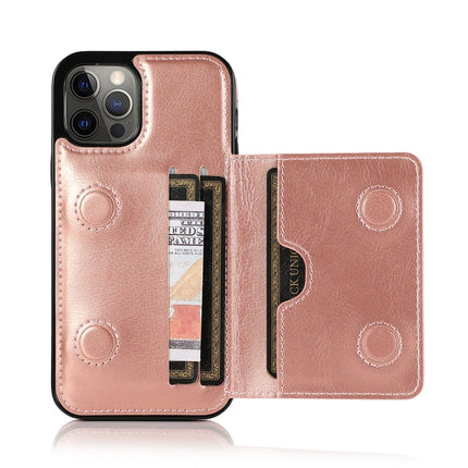 Shockproof PU + TPU Protective Case with Card Slots & Holder For iPhone 13 Pro(Rose Gold)-garmade.com